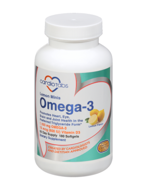 omega-3 lemon minis bottle with vitamin D3
